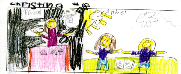 Christina's drawings of Yoon and Amber