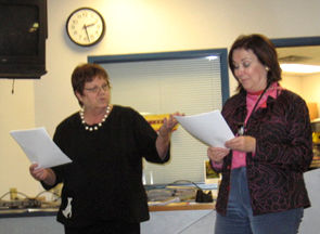 Photograph of Rae and Sally team teaching