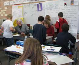 Photo of Judi and Rochelle conducting writing conferences