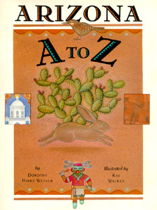 The book jacket shows a jackrabbit running in front of a prickly pear cactus.