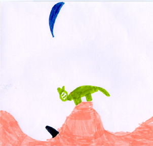 Drawing of Armadillo Ray and a crescent moon