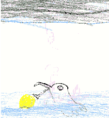 This is a drawing of the coyote trying to swallow the moon.