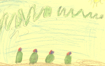 The drawing shows a rattleless rattlesnake and four prickly pear cacti.