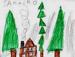 Picture of forest and house with smoke