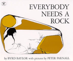 This book jacket shows a Native American girl holding her special rock.