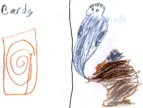 This shows a genuine coming out of a brown lamp and a baseball card.