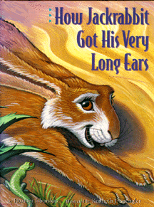 The book jacket shows a smiling jackrabbit running through the desert.