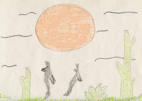 Two Coyote's jumping and singing at the moon