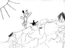 The drawing shows a desert scene.