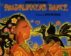 The book jacket shows Desert Woman holding Roadrunner.