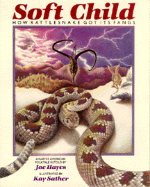 The book jacket shows a rattlesnake and a devil's claw plant, lightening streaks the sky.