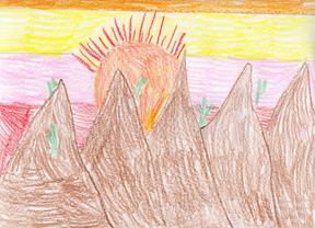 Sun setting on the desert