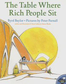 The book jacket shows a girl sitting at a table with a huge desert sun behind her.